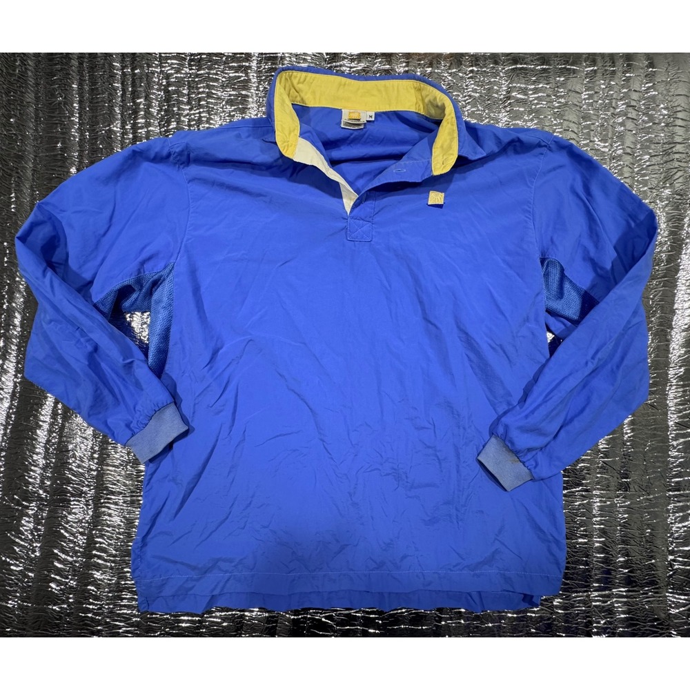 Solumbra Ultimate Polo Shirt Mens M Blue Yellow USA Made SPF Sun Protection